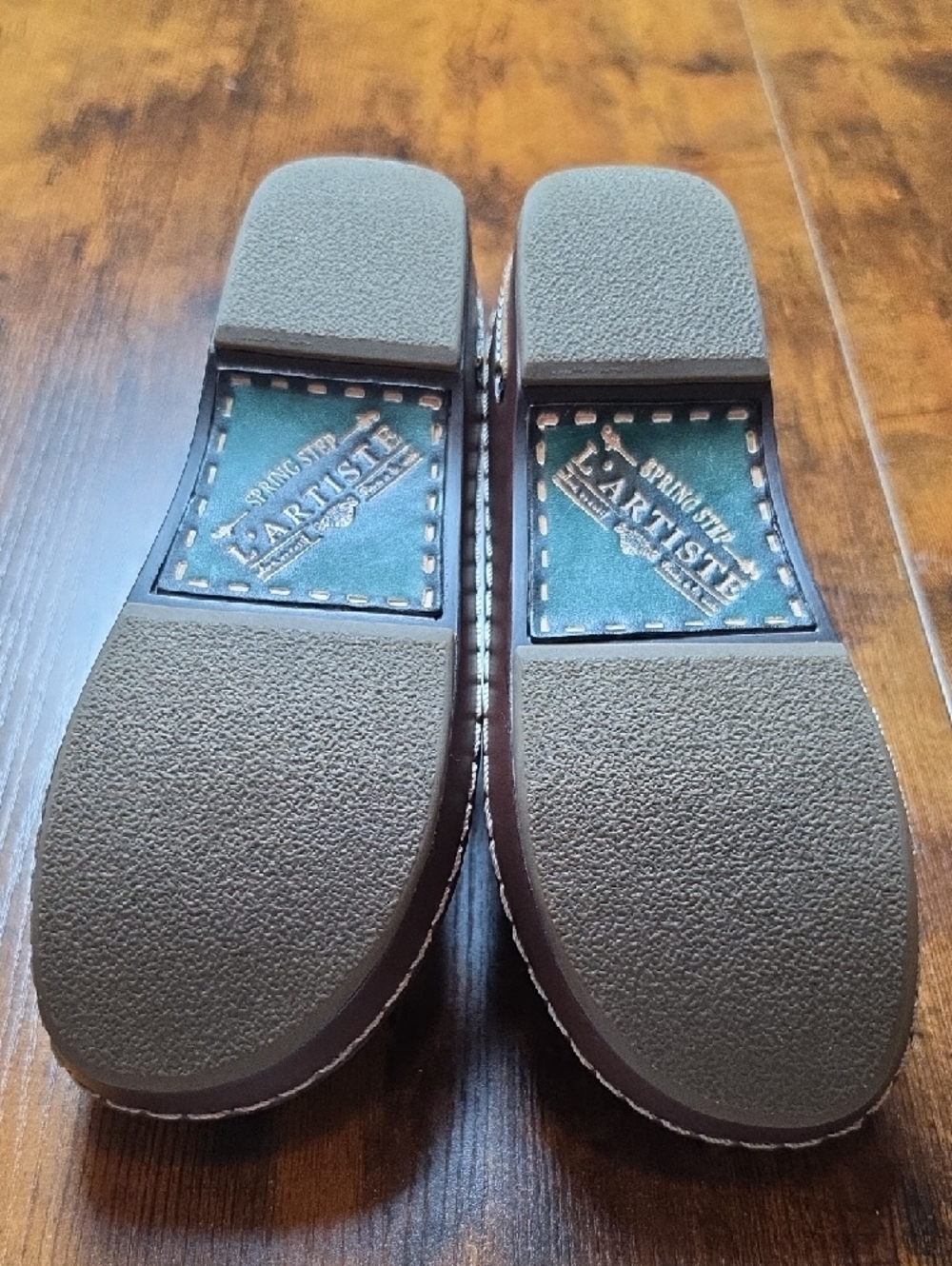 L’ARTISTE by SPRING STEP | Chino Leather Clogs Boho Chic Teal Green | EU 38 US 8 - Picture 6 of 9